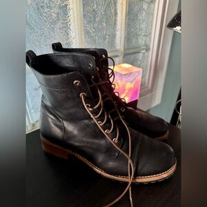 Portland leather goods black Genuine leather lace up boots